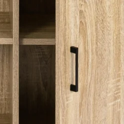 Buffet style industriel avec 2 portes et étagères en bois et métal noir 100 cm*IDMarket
