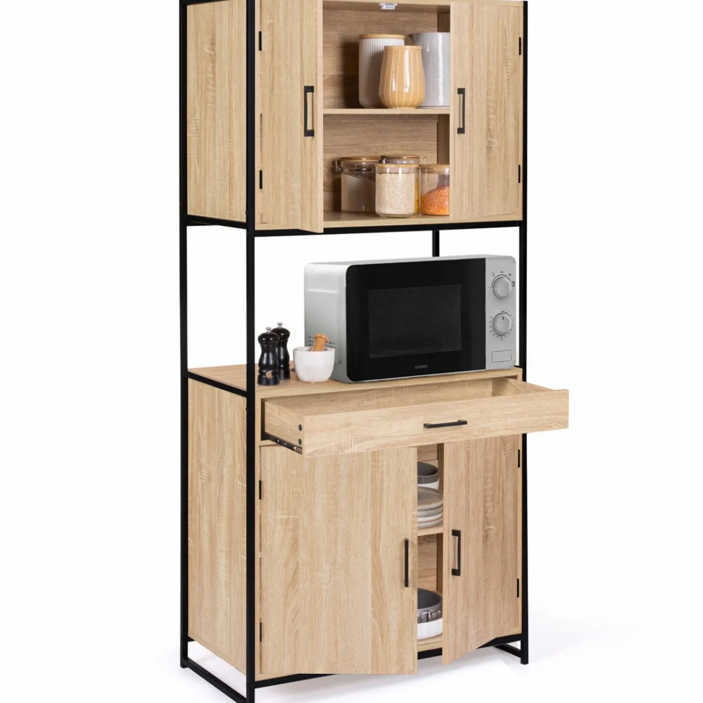Buffet vaisselier industriel 80 cm 4 portes 1 tiroir*IDMarket Discount