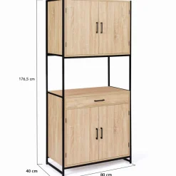 Buffet vaisselier industriel 80 cm 4 portes 1 tiroir*IDMarket Discount