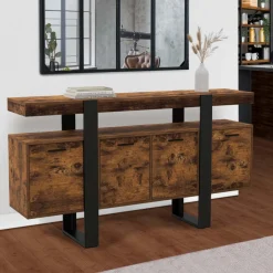 Buffet XXL 4 portes bois effet vieilli et noir 160 cm*IDMarket Sale