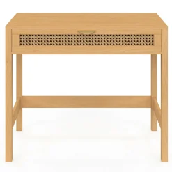 Bureau 1 tiroir bois et cannage 90*50*IDMarket Best
