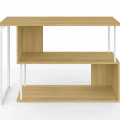 Bureau d'angle rotatif 180° métal blanc et bois*IDMarket Sale
