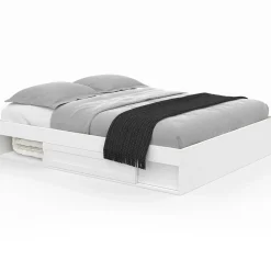 Cadre de lit avec rangements et sommier blanc*IDMarket Clearance