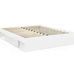 Cadre de lit avec rangements et sommier blanc*IDMarket Clearance
