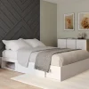 Cadre de lit 140x190 cm avec sommier et rangements blanc*IDMarket Outlet