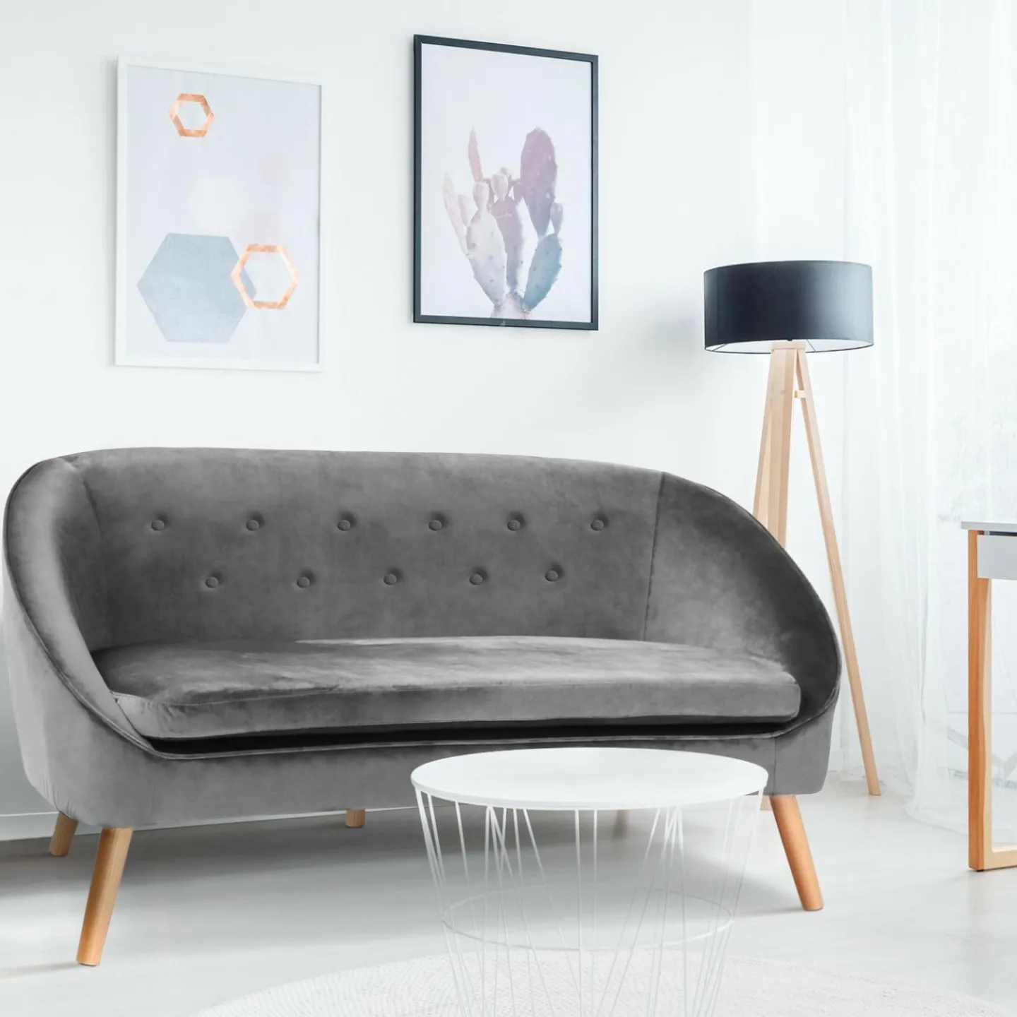 Canapé 2 places scandinave gris*IDMarket Sale