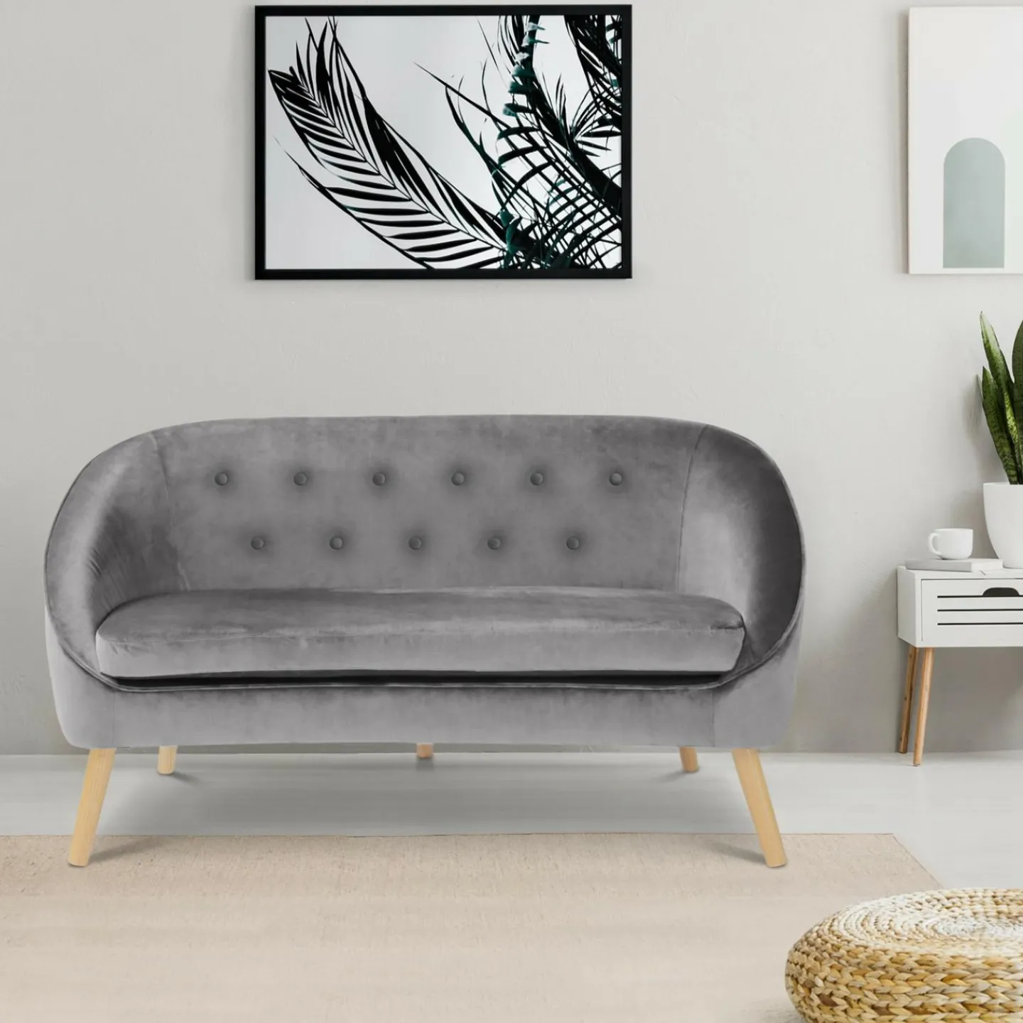 Canapé 2 places scandinave gris*IDMarket Sale