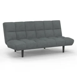 Canapé clic clac SALOME capitonné 3 places tissu gris anthracite*IDMarket New
