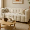 Canapé double capitonné en tissu bouclette*IDMarket Online