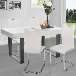 Chaises blanches avec poignée pour salle à manger*IDMarket Sale