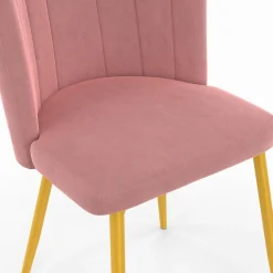 Chaises coquillage rose en velours et pieds dorés*IDMarket Outlet