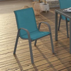 Chaises de jardin empilables bleu canard : lot de 6*IDMarket Best