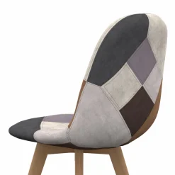 Chaises motifs patchworks marron scandinaves : lot de 4*IDMarket New