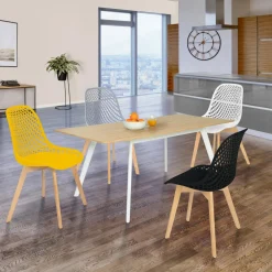 Chaises noir, gris clair, blanc et jaune*IDMarket Outlet