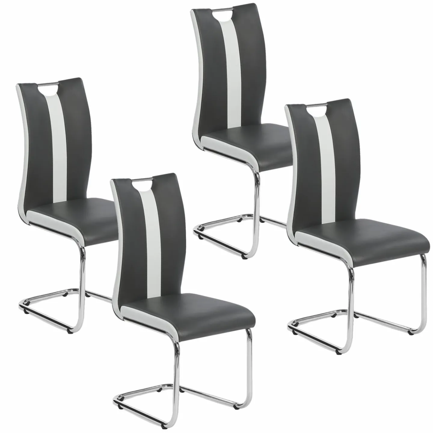 Chaises pieds métal chromé blanches et grises*IDMarket Sale