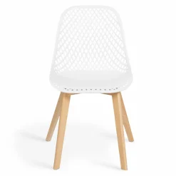 Chaises scandinaves blanches x6 avec dossier ajouré*IDMarket Best