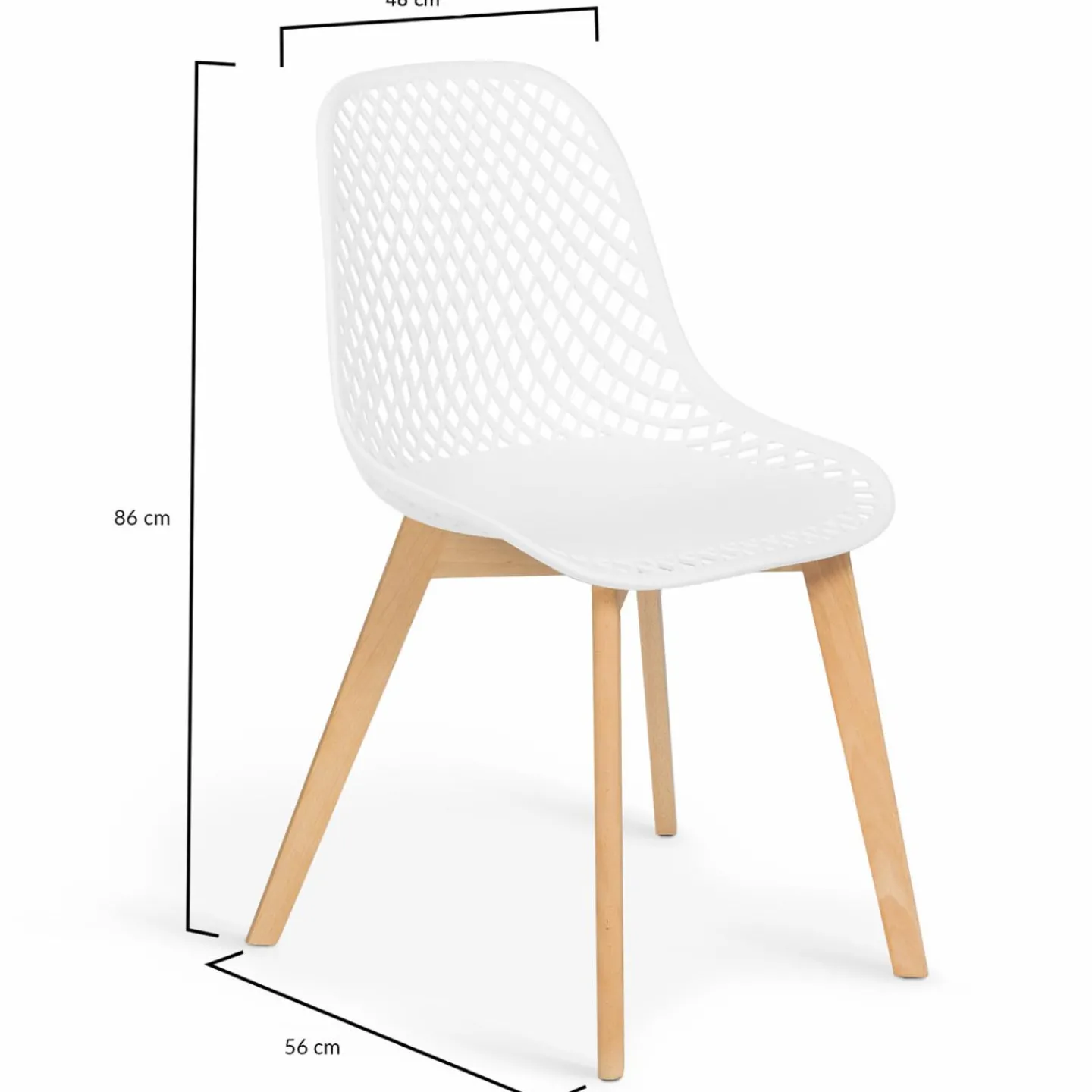 Chaises scandinaves blanches x6 avec dossier ajouré*IDMarket Best