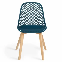 Chaises scandinaves bleu x2, blanc, gris clair et gris foncé x2 avec dossier ajouré*IDMarket Online