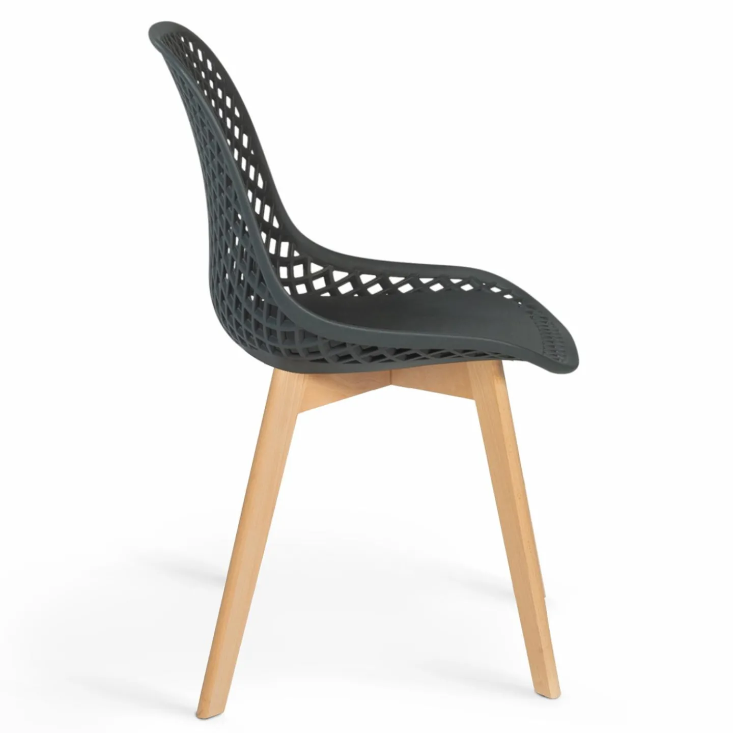 Chaises scandinaves bleu x2, blanc, gris clair et gris foncé x2 avec dossier ajouré*IDMarket Online
