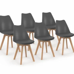 Chaises scandinaves grises avec coussin*IDMarket Outlet