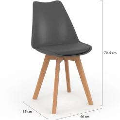 Chaises scandinaves grises avec coussin*IDMarket Outlet