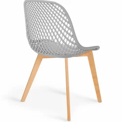 Chaises scandinaves pastel rose, blanc, gris clair x2, bleu x2 avec dossier ajouré*IDMarket Sale