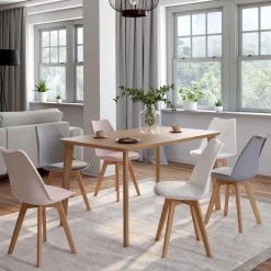 Chaises scandinaves rose pastel, gris, blanc avec coussin*IDMarket Hot