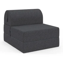 Chauffeuse convertible 1 place en tissu gris anthracite*IDMarket New