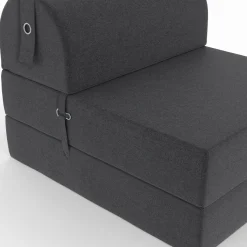Chauffeuse convertible 1 place en tissu gris anthracite*IDMarket New