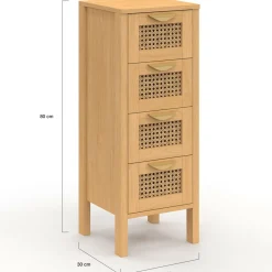 Chiffonnier cannage pour entrée et salle de bain*IDMarket Discount
