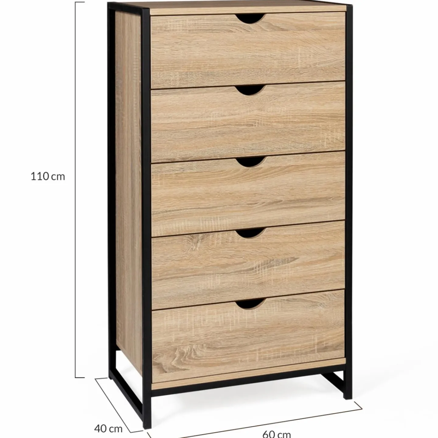 Chiffonnier industriel bois et métal 5 tiroirs*IDMarket Hot