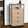 Chiffonnier industriel bois et métal avec 4 tiroirs*IDMarket Sale
