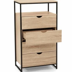 Chiffonnier industriel bois et métal avec 4 tiroirs*IDMarket Sale