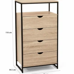 Chiffonnier industriel bois et métal avec 4 tiroirs*IDMarket Sale
