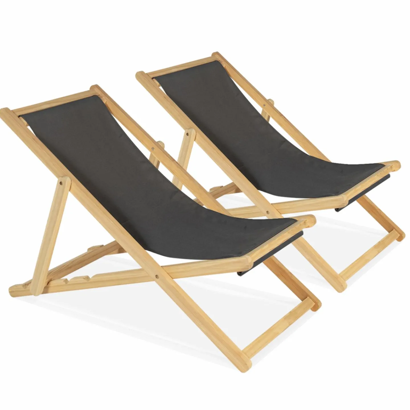 Chiliennes en bois et toile grise*IDMarket Online