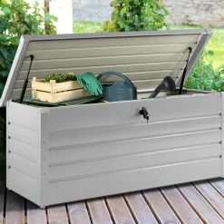 Coffre de rangement extérieur étanche en métal gris clair 600 L*IDMarket Outlet