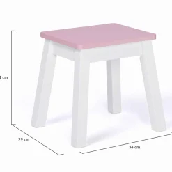 Coiffeuse enfant rose et blanche avec miroir et tabouret*IDMarket New