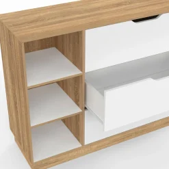 Commode 3 tiroirs 3 niches hêtre blanc*IDMarket Discount