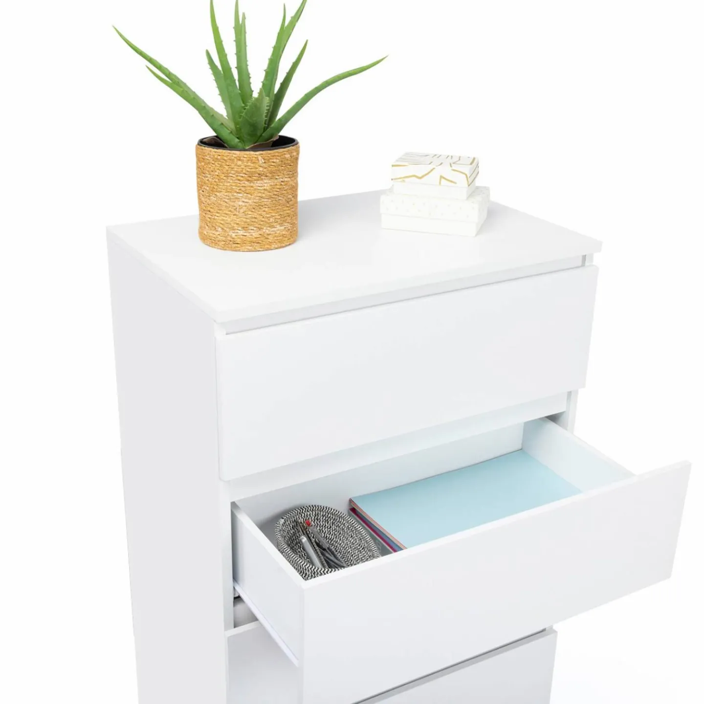 Commode 5 tiroirs blanche*IDMarket Online