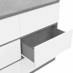 Commode 6 tiroirs blanche effet béton*IDMarket Online