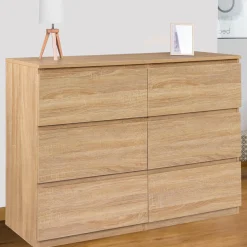 Commode 6 tiroirs bois façon hêtre 110x80 cm*IDMarket Sale