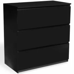 Commode 3 tiroirs design bois noir*IDMarket Sale