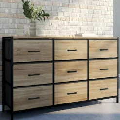 Commode avec 9 tiroirs en tissu*IDMarket Clearance