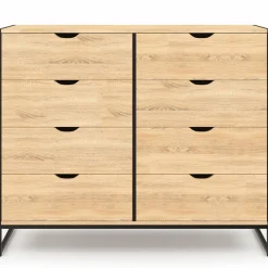 Commode blanc et bois 8 tiroirs au design industriel*IDMarket Online