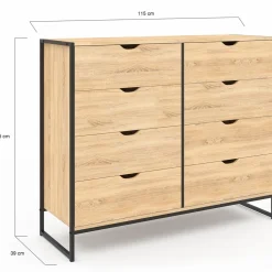 Commode blanc et bois 8 tiroirs au design industriel*IDMarket Online