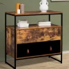 Commode bois et métal avec 2 tiroirs*IDMarket Best