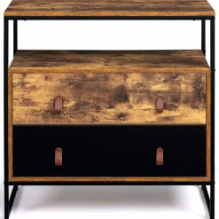 Commode bois et métal avec 2 tiroirs*IDMarket Best