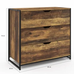 Commode design industriel 3 tiroirs avec étagère*IDMarket Best