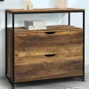 Commode design industriel 2 tiroirs avec étagère*IDMarket New