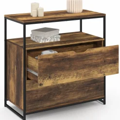 Commode design industriel 2 tiroirs avec étagère*IDMarket New